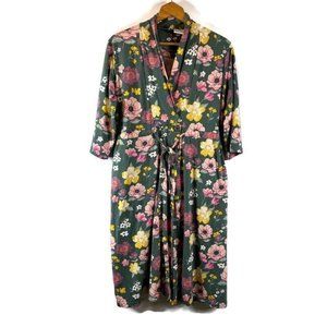 Gownies Recovery Floral Women's Robe - Green and Pink